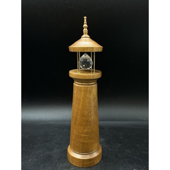 Fred Uggla Lighthouse Made Of Oregon Myrtlewood With Crystal Prism Vintage - Picture 3 of 8